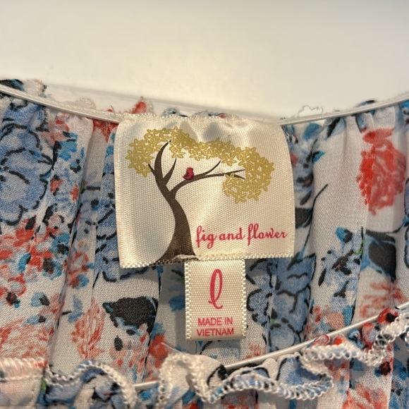 Anthro Fig & Flower Long Sleeve Floral Smocked Tiered Boho Peasant Maxi Dress L - Picture 6 of 17